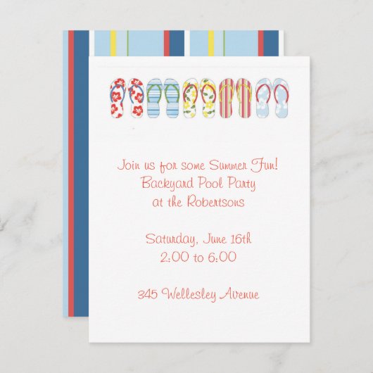 Fun Teenslippers Uitnodiging (Voorkant / Achterkant)