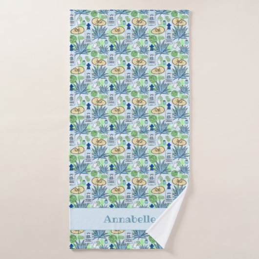 Fun Tequila Shots and Blue Agave Patterned Badhanddoek (Badhanddoek)