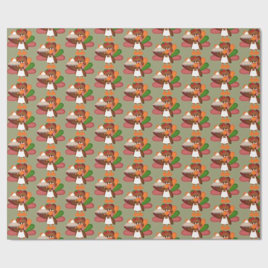 Fun Thanksgiving pie turkey party wrap Cadeaupapier (Vlak)