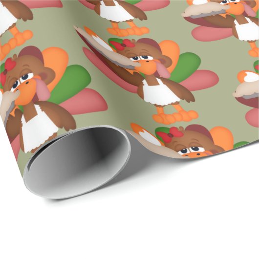 Fun Thanksgiving pie turkey party wrap Cadeaupapier (Rol Hoek)