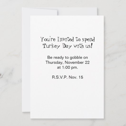 Fun Thanksgiving Turkey Day Dinner Invision Kaart (Achterkant)