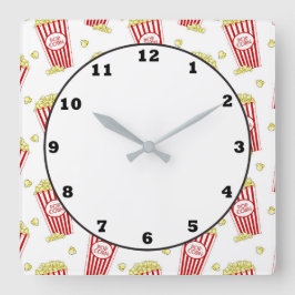 Fun Theater popcorn patternhome decoklok Vierkante Klok