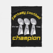 Fun Three Time Fantasy Football League Champion Tr Fleece Deken (Voorkant)