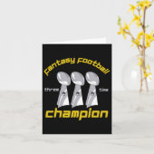 Fun Three Time Fantasy Football League Champion TR Kaart (Gele Bloem)