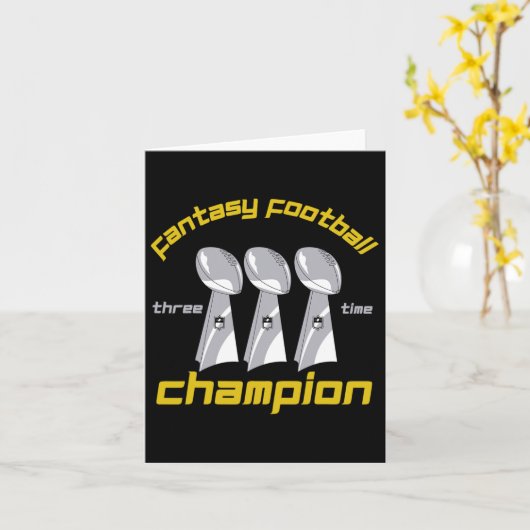 Fun Three Time Fantasy Football League Champion TR Kaart (Gele Bloem)