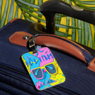 Fun Throwback Pink Yellow and Blue 90's Vibes Bagagelabel