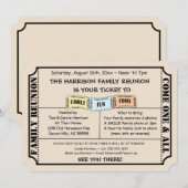 Fun Ticket Cut Uitnodiging voor familiereünie (Voorkant / Achterkant)