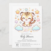 Fun Tiger Baby shower Kaart (Voorkant / Achterkant)