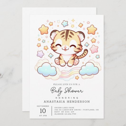 Fun Tiger Baby shower Kaart (Voorkant / Achterkant)