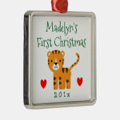 Fun Tiger Baby's eerste kerstcadeau Metalen Ornament (Rechts)