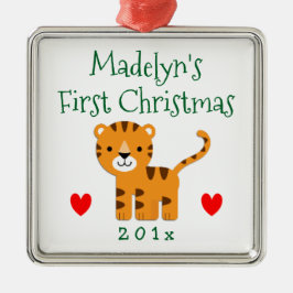 Fun Tiger Baby's eerste kerstcadeau Metalen Ornament