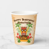 Fun Tiki Bar Birthday Luau Hawaiian Retro Cocktail Papieren Bekers (Voorkant)