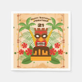 Fun Tiki Bar Birthday Party Cake & Palm Tree Retro Servet (Voorkant)