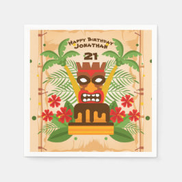 Fun Tiki Bar Birthday Party Cake & Palm Tree Retro Servet