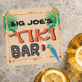 Fun Tiki Bar met aangepaste naam Bier Onderzetter