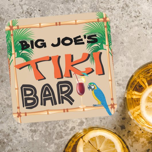 Fun Tiki Bar met aangepaste naam Bier Onderzetter