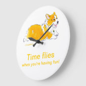 Fun Time Flies Corgi Clock Grote Klok (Hoek)