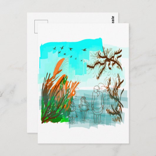 Fun Times met Grandma Contemmodern Uitzicht buiten Briefkaart (Voorkant / Achterkant)