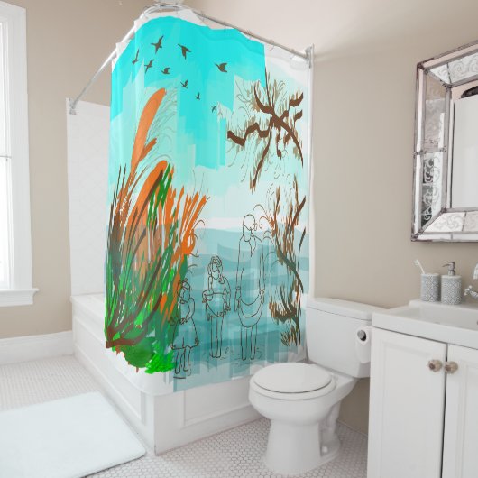 Fun Times met Grandma Contemmodern Uitzicht buiten Douchegordijn (In situ)