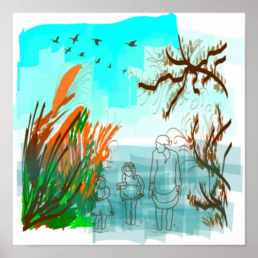 Fun Times With Grandma Contemporary Outdoor View Poster (Voorkant)