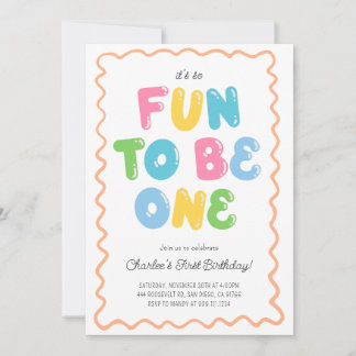 Fun to be ONE Birthday Invitation Kaart