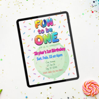 Fun to Be One, Colorful Balloon 1st Birthday Kaart
