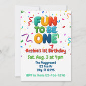 Fun to be One, Colorful Confetti 1st Birthday Kaart (Voorkant)