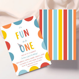 Fun To Be One First Birthday Party Invitation Kaart