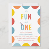 Fun To Be One First Birthday Party Invitation Kaart (Voorkant)