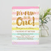 Fun to be One Girls 1ste verjaardag Rainbow Gold Kaart (Staand voorkant)