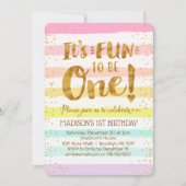 Fun to be One Girls 1ste verjaardag Rainbow Gold Kaart (Voorkant)