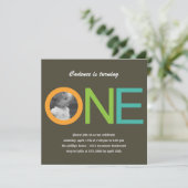 Fun to be One Photo Birthday Invitation - Blue Kaart (Staand voorkant)