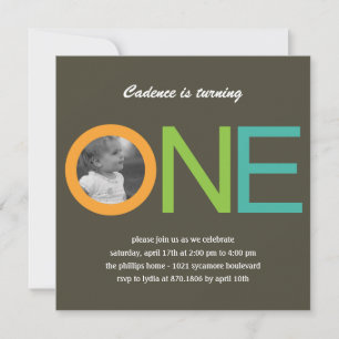 Fun to be One Photo Birthday Invitation - Blue Kaart