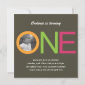 Fun to be One Photo Birthday Invitation - Roze Kaart (Voorkant)