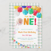 Fun to Be One Photo First Birthday part  Kaart (Voorkant / Achterkant)