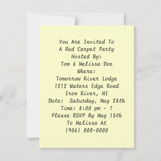 Fun to Host a Red Carpet Theme Party nodigt uit Kaart (Achterkant)