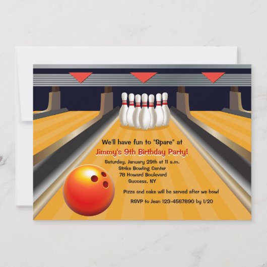 Fun to Spare Bowling Invitation Kaart (Voorkant)