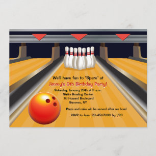 Fun to Spare Bowling Invitation Kaart