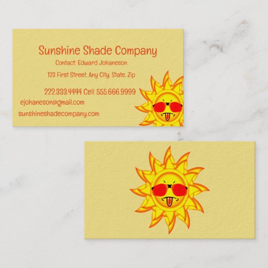 Fun too Hot Sunshine Shade Blind Company Visitekaartje (Voorkant / Achterkant)