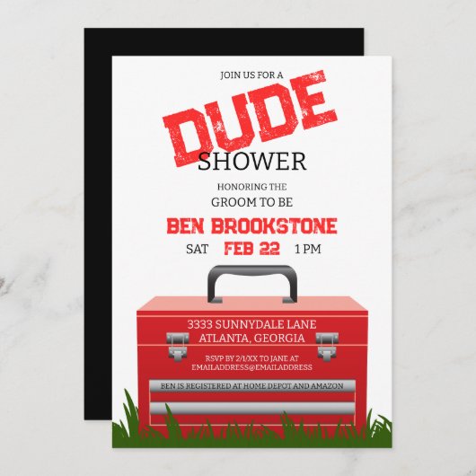 Fun Toolbox Gast Groom Wedding Shower Kaart (Voorkant / Achterkant)