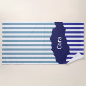 Fun Torn Stripes Blue Layered Name Beach Towel Strandlaken (Voorkant)