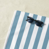 Fun Torn Stripes Blue Layered Name Beach Towel Strandlaken (In situ)