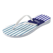Fun Torn Stripes Blue Layered Name Teenslippers (Schuin)