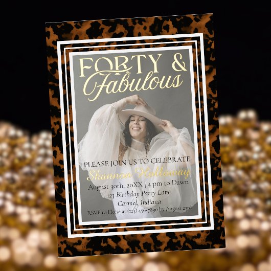 Fun Tortoise Shell Birthday Forty and Fabulous Folie Uitnodiging