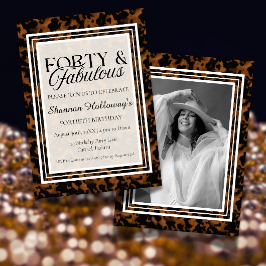 Fun Tortoise Shell Birthday Forty and Fabulous Kaart