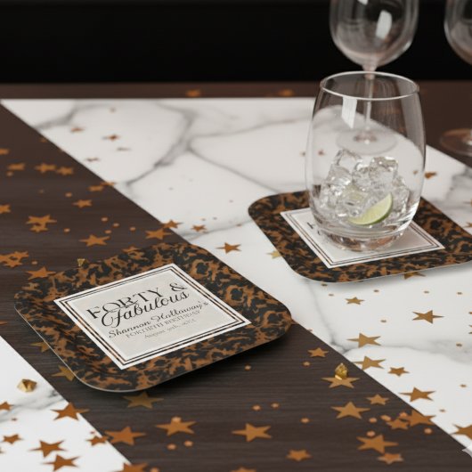 Fun Tortoise Shell Birthday Forty and Fabulous Kartonnen Onderzetters