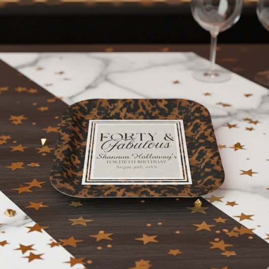 Fun Tortoise Shell Birthday Forty and Fabulous Papieren Bordje