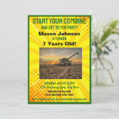 Fun Tractor Birthday Kind Equipment Combine Kaart (Staand voorkant)