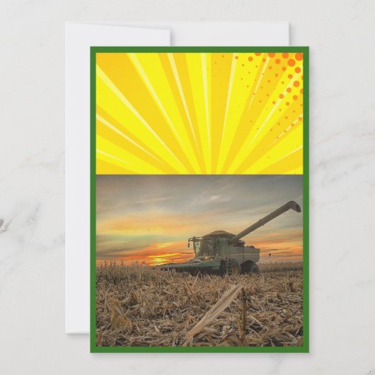 Fun Tractor Birthday Kind Equipment Combine Kaart (Achterkant)