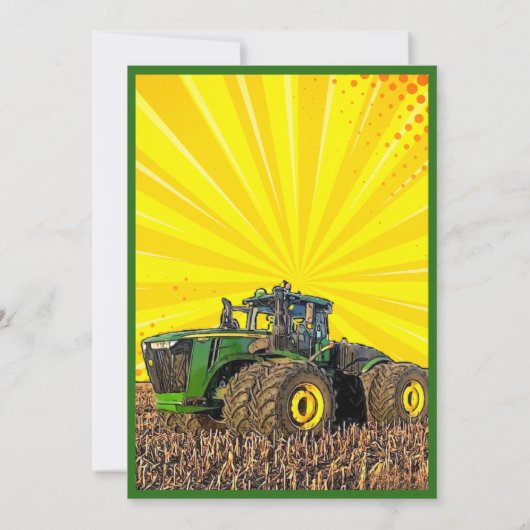 Fun Tractor Birthday Kind Equipment Yellow Kaart (Achterkant)
